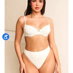 High Waisted, White Bikini Bottoms